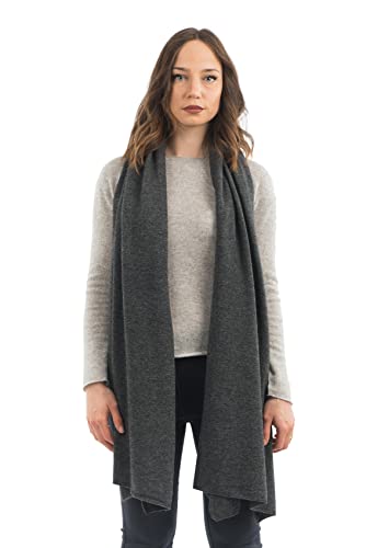Dalle Piane Cashmere Womens Wool Cashmere Blend Stole Soft Italian Shawl Wrap for Wedding Evening Gift Made in Italy - color: Anthracite