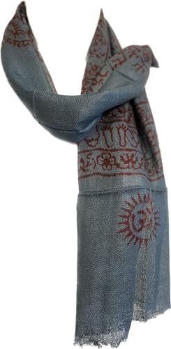 Karma Handicrafts Om Meditation Yoga Harye Ram Prayer Scarf Cotton Scarves Nepal - color: Grey