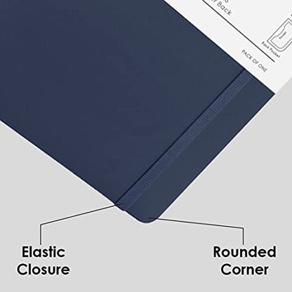 myPAPERCLIP Executive Series A5 Plain Notebook | 192 Pages, 80 GSM, Soft Cover, A5 (5.83 x 8.27 in) | Flat Lay | Bookmark, Elastic Closure & Back Pocket | Blue - color: Blue, size: A5, Plain