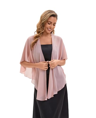 Baoqiya Chiffon Shawl Evening Scarf Shawls and Wraps for Women Wedding Party Bridal Scarves Cover Ups - color: Blush