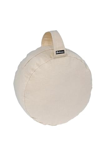 SODEF Cotton Linen Yoga Meditation Cushion - 14 inch Diameter Round Pillow for Floor Seating, Beige Color, One Size - Beige, One Size