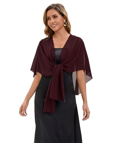 Baoqiya Chiffon Shawl Evening Scarf Shawls and Wraps for Women Wedding Party Bridal Scarves Cover Ups - color: Deep Purple