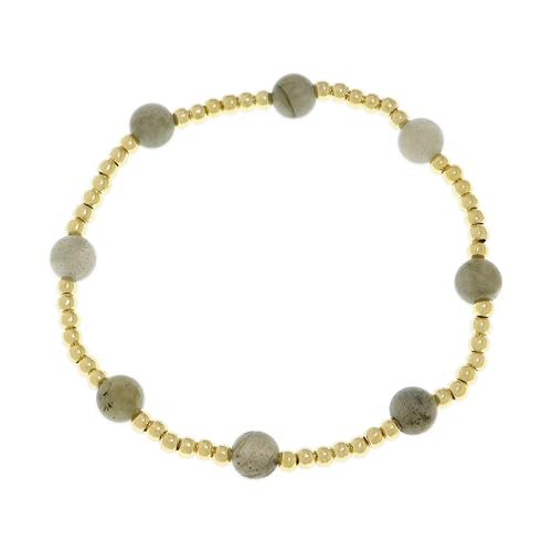 Gold Beaded Stack Bracelets for Women, Handmade Colorful Natural Beads Stackable Stretch Bracelet Everyday Fashion Jewelry Gift. - color: gray gold
