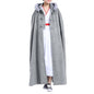 Meditation Buddhist Hooded Cloak Monk Outfit Oversize Bridal Wedding Winter Comfortable Warm Cape Poncho - color: Gray, size: Large