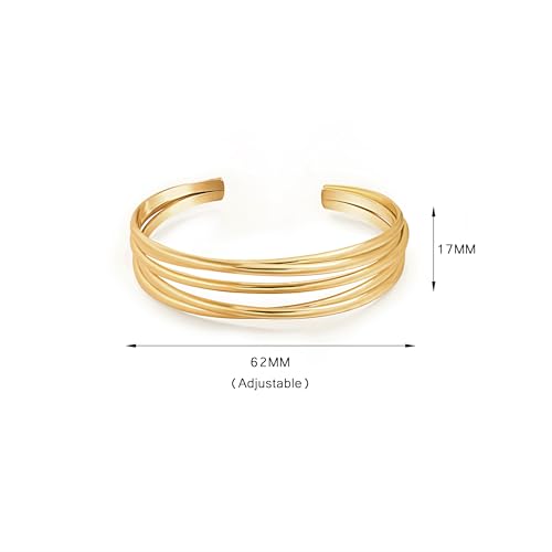 POTESSA 18K Gold Plated Cuff Bracelets Adjustable Dainty Bangle Handemade Jewelry for Women - style: Cross Wire