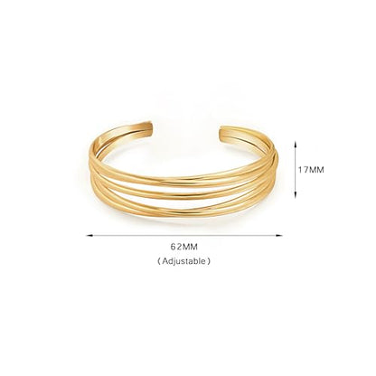POTESSA 18K Gold Plated Cuff Bracelets Adjustable Dainty Bangle Handemade Jewelry for Women - style: Cross Wire