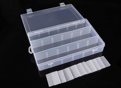 Kamay's Adjustable Compartment Slot Plastic Craft Storage Box Thick Hard Plastic Hobby Craft Storage Box Case With Snap Lock Ideal For Small Items (XL13 Compartment Slot) - style: XL13 Compartment Slot