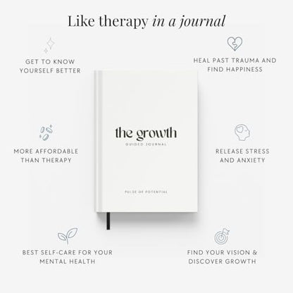 The Growth Guided Journal - Like Therapy in a Journal for Self-Discovery, Healing, Self-Love and Personal Growth - Daily Journal Prompts for Self-Care - Wellness Gift for Men and Women