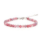 Crystal Bracelet for Women, Natural 4mm Faceted Beads Adjustable Bracelet, Small Beaded Healing Gemstone Bracelet - color: Pink Tourmaline