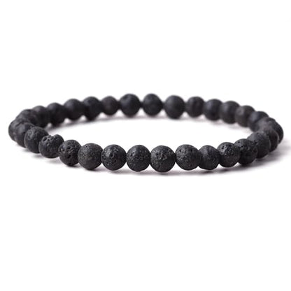 Handmade Stretch Elastic Bracelet Natural Stone Crystal Healing Power Energy Gifts for Reiki Nature's Beauty and Spiritual Essence Unisex 6mm - color: Lava Stone