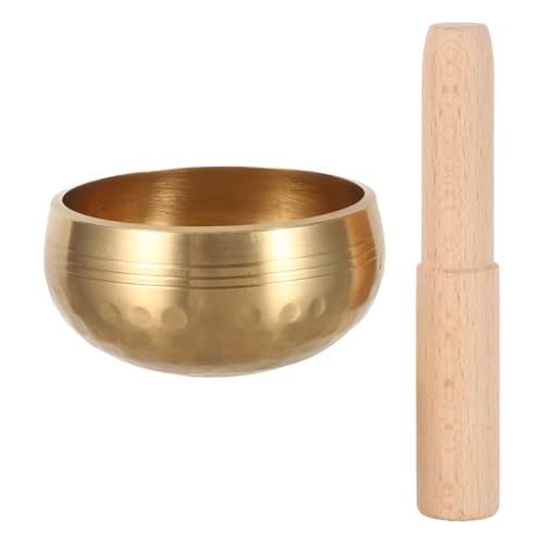 Cabilock Tibetan Singing Bowl Hand-hammered 8cm Nepal Sound Bowl Meditation Set with Wooden Striker for Yoga Relaxation Mindfulness Healing