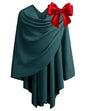 PULI Womens Large Cross Front Poncho Sweater Wrap Topper Knitted Elegant Shawls Cape for Fall Winter - color: Gift Box Emerald Green