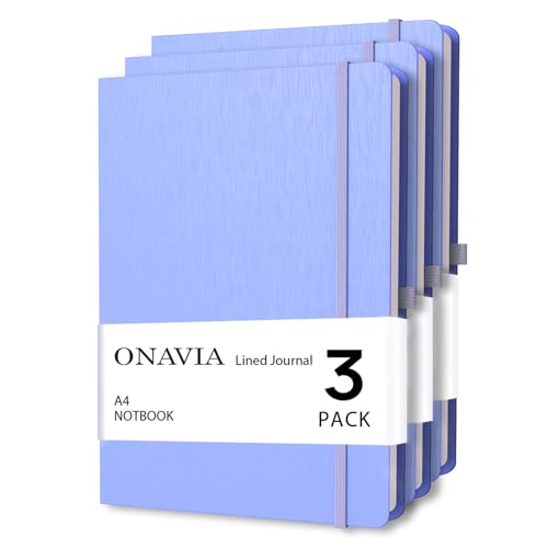 A4 Lined Journal Notebooks 3 Pack, 8.5 x 11 College Ruled Journal Notebooks, 160 Pages, Lined Notebooks for Thick Paper, Large Notebook, Cornflower Blue