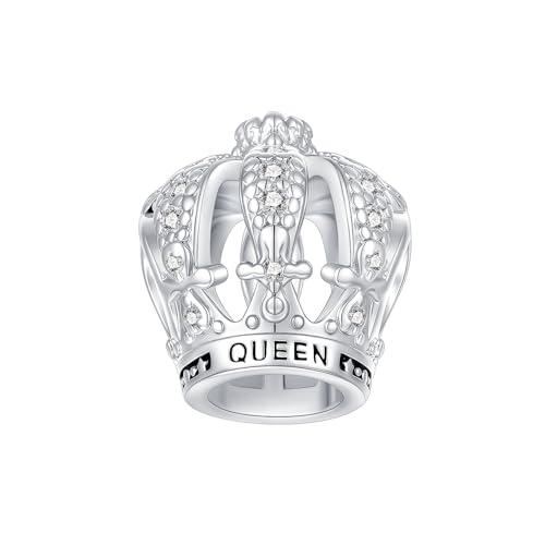 Prayer Cross Elephant Airplane Suitcase Charm 925 Sterling Silver Charms fits for Bracelets Necklace Pendant Bead Charms Jewelry Gift for Women Family - color: Princess Queen Crown Charms