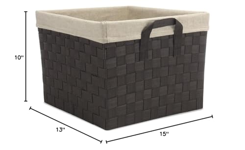 Whitmor Woven Strap Storage Tote Basket with Liner - Espresso - size: Large