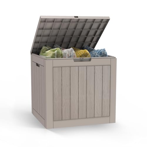 Mars Villa 31 Gallon Deck Box, Outdoor Storage Box Waterproof, Outside Resin Storage Bin for Outdoor Patio Furniture Cushion, Pool Supply, Garden Tool, UV-Resistant and Weatherproof, Greige - color: Greige, size: 31 Gallon