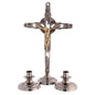 Holyart Altar Set with Two Bicolor Brass Cross and candlesticks