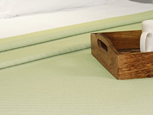 COTTON CRAFT Soft Cotton Thermal Blanket - Plush Herringbone Twill - All Season Luxurious Breathable Skin Friendly Lightweight Cooling Throw Blanket - Sofa Couch Travel Camping Dorm - Full Queen Sage - color: Sage, size: Full-Queen