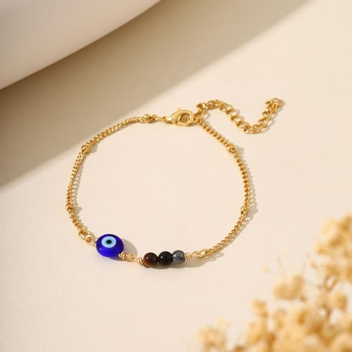Triple Threat Protection Bracelet for Women,Evil Eye Natural Healing Crystal Beaded Bracelet for Protection - style: Triple Threat Bracelets (Link)