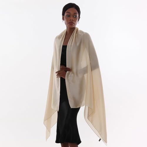 Womens Scarf Pashmina Shawls and Wraps for Evening Dresses Like Chiffon Silk Scarf for Bridal Wedding - color: Beige