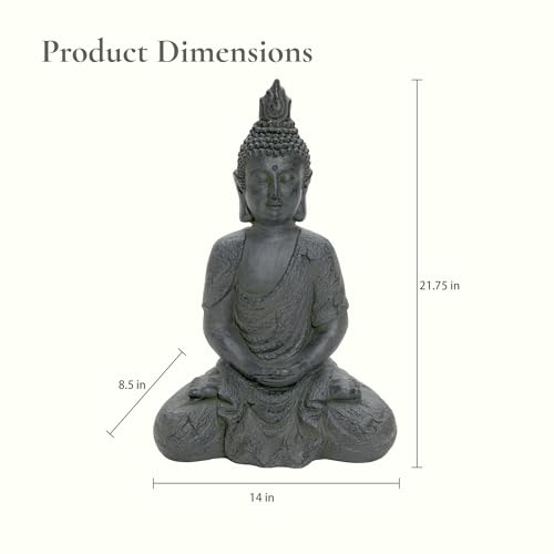 LuxenHome Large Buddha Statue Outdoor and Indoor, 22" Fiber Stone Meditating Buddhas Garden Statues Outdoor, Zen Buddha Garden Sculptures & Statues, Outdoor Statues for Patio, Backyard Deck