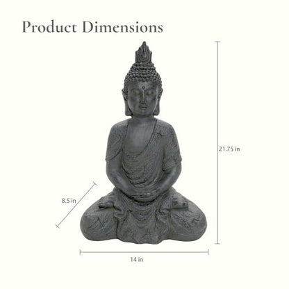 LuxenHome Large Buddha Statue Outdoor and Indoor, 22" Fiber Stone Meditating Buddhas Garden Statues Outdoor, Zen Buddha Garden Sculptures & Statues, Outdoor Statues for Patio, Backyard Deck