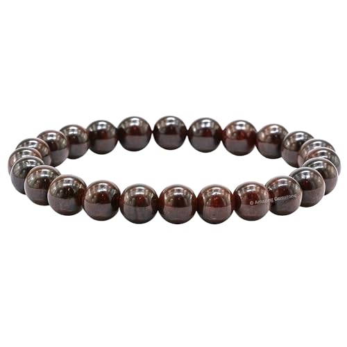 Amazing Gemstone Crystal Bracelet for Women Men's Gifts - Protection Healing Crystal Bracelet - 8mm Gemstone Beaded Stretchable Bracelet Pulseras Para Hombres Mujer Stocking Stuffers Mothers Day Gift (Garnet) - color: Garnet