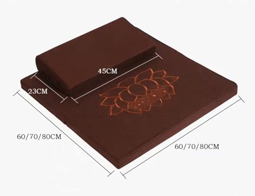 Meditation Cushion Set - Meditation Pillow Rectangular Mat and Meditation Mat for Sitting Meditation and Yoga(Size:70x70cm(28x28inch),Color:Earthy Yellow-2)