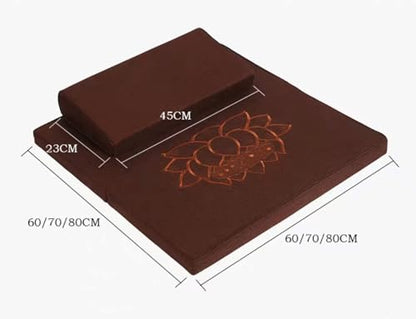 Meditation Cushion Set - Meditation Pillow Rectangular Mat and Meditation Mat for Sitting Meditation and Yoga(Size:70x70cm(28x28inch),Color:Earthy Yellow-2)