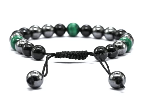 Amazing Gemstone Cancer Fighter Bracelets - Malachite Hematite Black Tourmaline Bracelet Set for Men Women Healing Crystal Gifts for Breast, Lung, Bowel, Prostate Cancer - color: Cancer Fighter