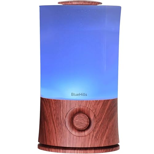 BlueHills Premium 2000 ML XL Essential Oil Diffuser Aromatherapy Humidifier for Large Room Home 40 Hour Run Huge Coverage Area 2 Liter Extra Large Capacity Diffuser High Mist Dark Wood Grain E003 - color: Dark Wood Grain