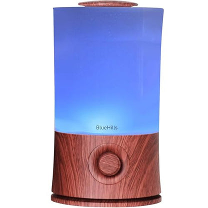 BlueHills Premium 2000 ML XL Essential Oil Diffuser Aromatherapy Humidifier for Large Room Home 40 Hour Run Huge Coverage Area 2 Liter Extra Large Capacity Diffuser High Mist Dark Wood Grain E003 - color: Dark Wood Grain