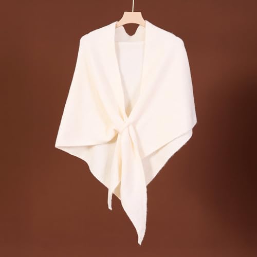 Pashmina Shawl Wraps for Women, Knitted Shawls and Wraps Cardigan Cape Wool Cashmere Shoulder Top Sweater Shawl Scarf - color: White