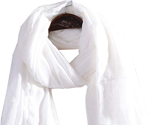 Women's Cotton Scarves Lady Light Soft Fashion Solid Scarf Wrap Shawl - color: White