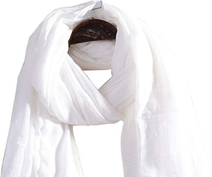 Women's Cotton Scarves Lady Light Soft Fashion Solid Scarf Wrap Shawl - color: White