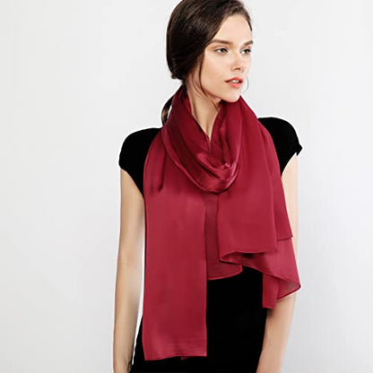 RIIQIICHY Women Shawls and Wraps for Evening Dresses Like Chiffon Silk Scarf Formal Silky Pashmina Shawls for Weddings - color: Burgundy