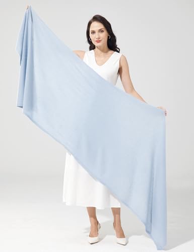 Soft Cashmere Blend Wrap Chic Scarf Stole for Women Wayfarer Travel Extra Large 87"x28" - color: Skyblue