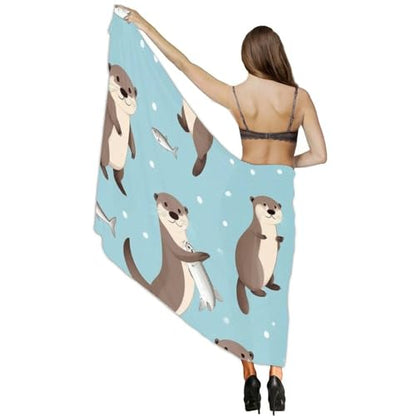 Women's Lightweight Long Scarf Thin Scarf Beach Headscarf Wimwear Bikini Wrap - color: Color646