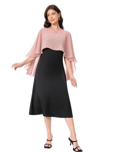 Baoqiya Women's Capelet Shawls and Wraps for Evening Dresses Soft Bridesmaid Shawl Chiffon Cape Wedding Cover Up - color: Blush
