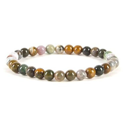 Cherry Tree Collection - Small, Medium, Large Sizes - Gemstone Beaded Bracelets For Women and Men - 6mm Round Beads - color: Ocean Jasper, size: Small