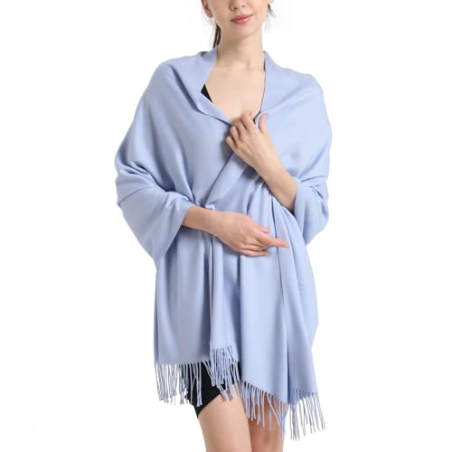Pashmina Scarf and Shawl - Soft Women Pashminas Wrap for Wedding Evening Party dresses - color: M#. Light Blue