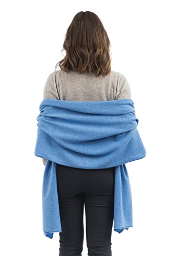 Dalle Piane Cashmere Womens Wool Cashmere Blend Stole Soft Italian Shawl Wrap for Wedding Evening Gift Made in Italy - color: Light Blue