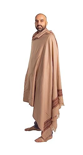 Exotic Meditation Shawl - Large Unisex Prayer Wrap, Oversize Scarf & Versatile Indian Stole Blanket - color: Brown