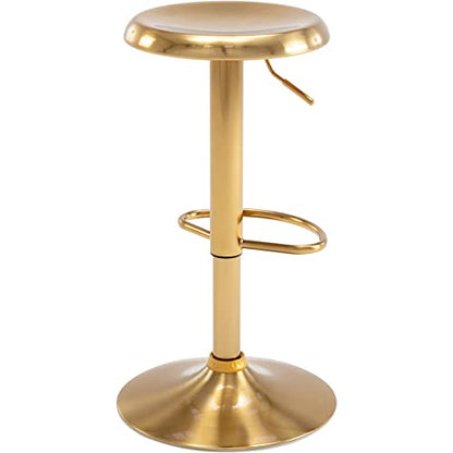 Adjustable Bar Stools Set of 2, Swivel Round Metal Airlift Barstools, Backless Counter Height Bar Chairs for Kitchen Dining Room Pub Cafe (Gold) - color: Gold, size: 2 pcs