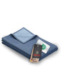 IBENA Reversible Organic Cotton Jacquard Woven Low Pile Velour Throw Blanket Stockholm - Ocean