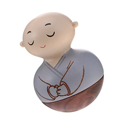 ABOOFAN Wooden Monk Tumbler Table Decoration Handcrafted Wooden Crafts Desktop Ornament for Home Decor Creative for Meditation and Relaxation