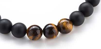 Men Women 8mm Tiger Eye Stone Beads Bracelet Elastic Natural Stone Yoga Bracelet Bangle - color: Matte Tiger Eye-21003