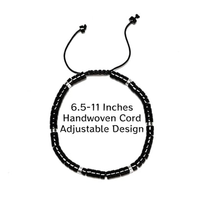 Mixed Gemstone Adjustable Braided Beaded Bracelet for Women, 2x4mm Heishi Disc Natural Healing Stone Summer Beach Jewelry, Yoga Gift for Her - color: Black Obsidian