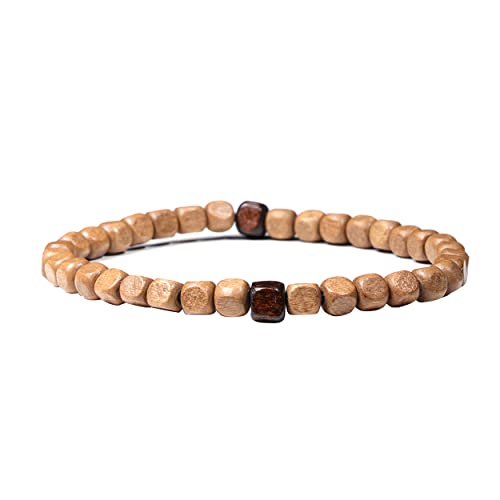 Natural Wood Beads Bracelet for Men Women Wooden Bracelet for Prayer Meditation Healing - color: A2: 4Pcs