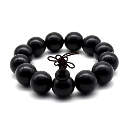 Zen Dear Unisex Natural Ebony Wood Buddhist Prayer Bead Necklace Bracelet Tibetan Prayer Mala Beaded Black - style: 18mm 13beads
